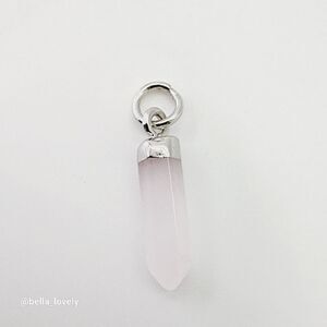 Dainty  Rose Quartz Silver Toned Pendant Boho Hippie 0.95"